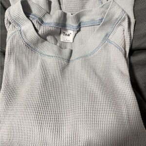 TNA Light Blue Waffle Knit Long Sleeve Shirt